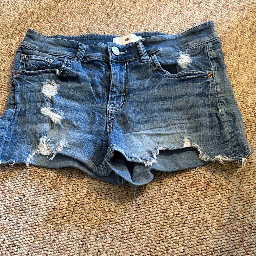 BKE Denim Distressed Denim Blue Shorts